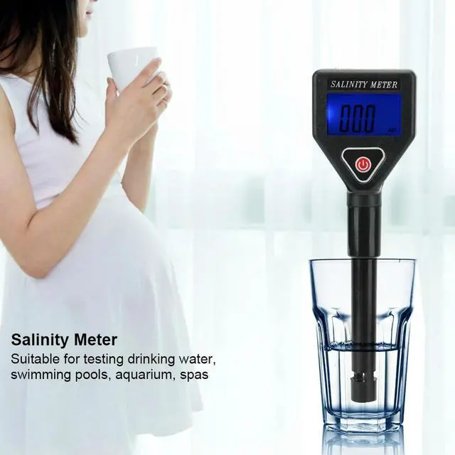 Main image of Salinity Meter with Fast 3-Second Measurement for Seafood Aquarium Pool Beverage Water 0-199.9 g/L Resolution 0.1 g/L