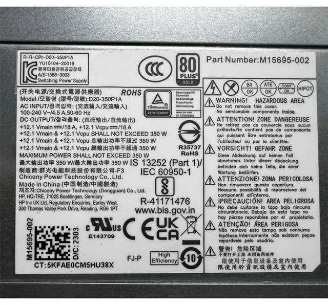Alt view image 2 of 3 - 350W PSU D20-350P1A M15695-002 M15695-001 For Pro Tower 288 G9 Power Supply 100% Tested