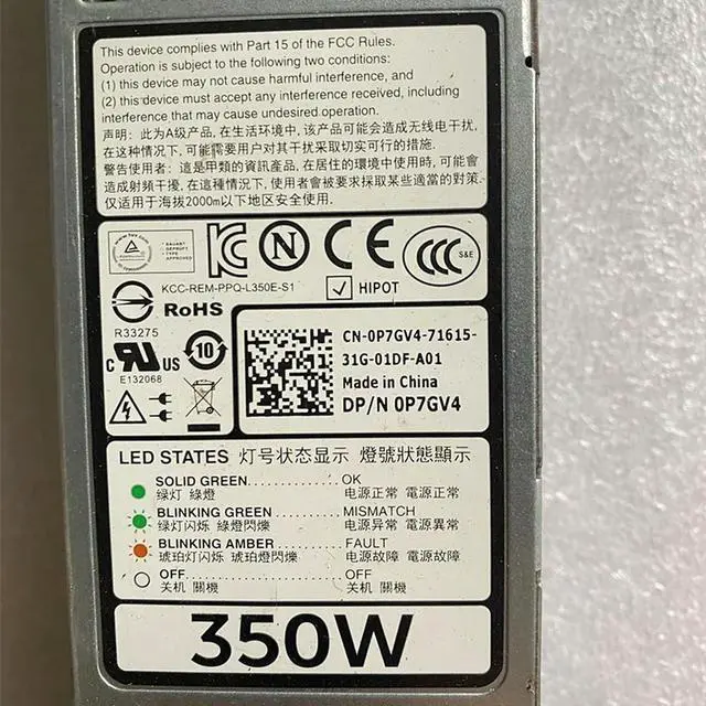 Alt view image 3 of 3 - For PowerEdge R320 R420 350W Power Supply D350E-S1 L350E-S1 09WR03 9WR03 0Y8Y65 Y8Y65 100% Tested