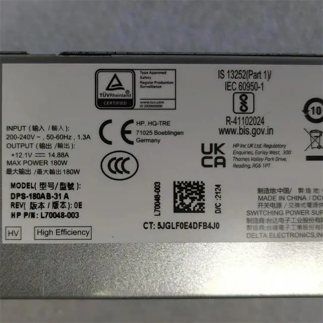 Alt view image 3 of 3 - L70048-001 L70048-003 For 288 280 G4 G5 SFF 180W Power Supply Power Supply 100% Tested