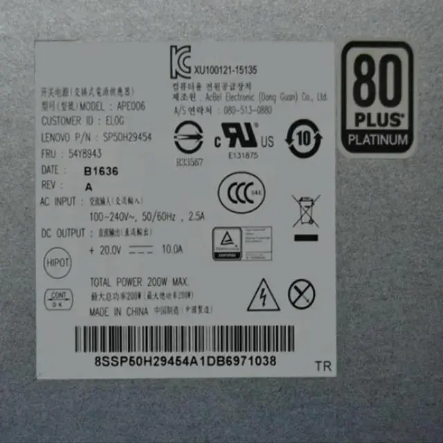 Alt view image 2 of 2 - 54Y8943 For 700-27ISH 700-24ISH All-in-One 200W Power Supply 6+4Pin APE006 SP50H29454 100% Tested