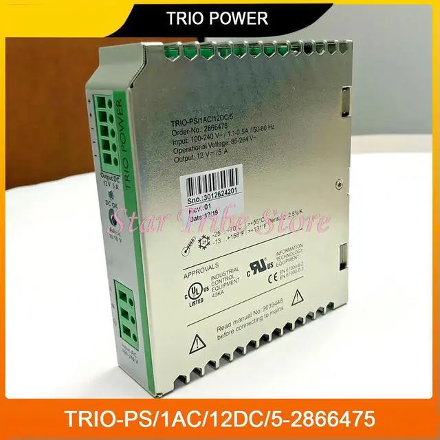 Alt view image 3 of 6 - TRIO POWER Power Supply For DIN Rail Installation TRIO-PS/1AC/12DC/5-2866475 Fast Ship 2866475 Switching Power Supply
