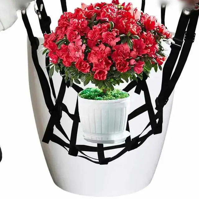 Alt view image 3 of 3 - Adjustable Flowerpot Net with 8 Stainless Steel Hooks and Rope for Large Tall Pots and Plant Containers