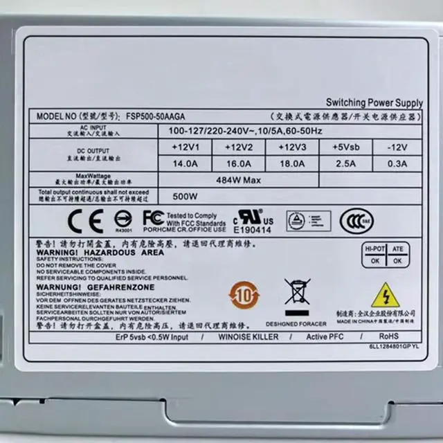 Alt view image 2 of 3 - FSP500-50AAGA For Q87 Q85 500W Power Supply PS-7501-5 12Pin+4Pin+6Pin PSU 100% Tested