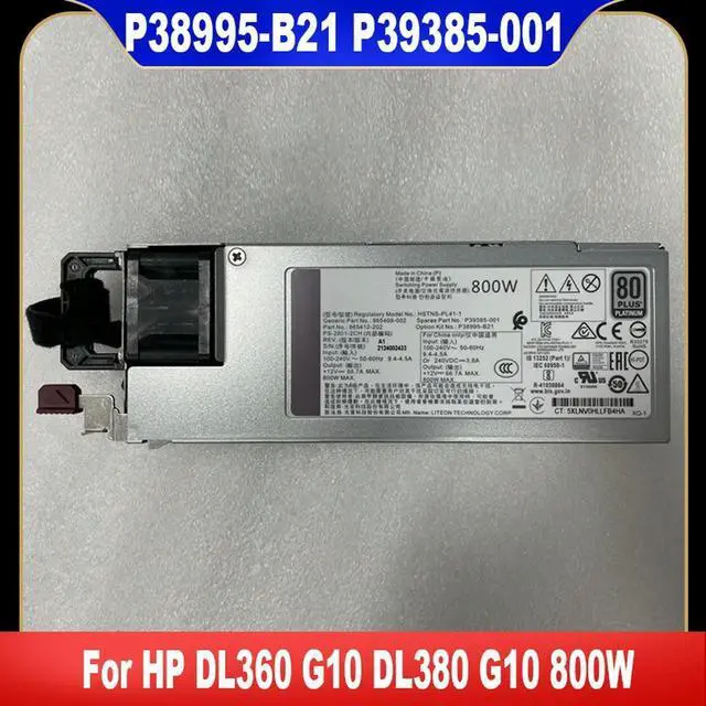 Main image of For DL360 G10 DL380 G10 800W Power Supply P38995-B21 P39385-001 865412-202 865409-002 100% Tested