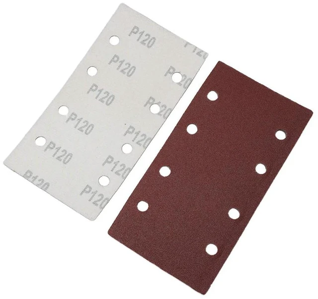 Alt view image 2 of 3 - 80 Pieces Sanding Sheets Pack for MultiFor Sander 93 by 185 mm 8 Hole Aluminum Oxide Sandpaper for Various Surfaces
