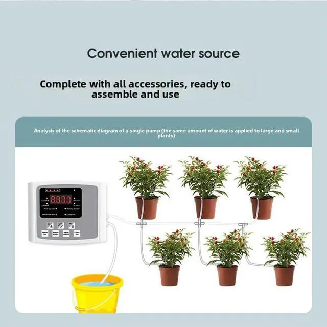 Main image of Solar Charging Dual Pump Watering Device with Voice Alerts for Balcony Plants Timed Irrigation and Memory Settings