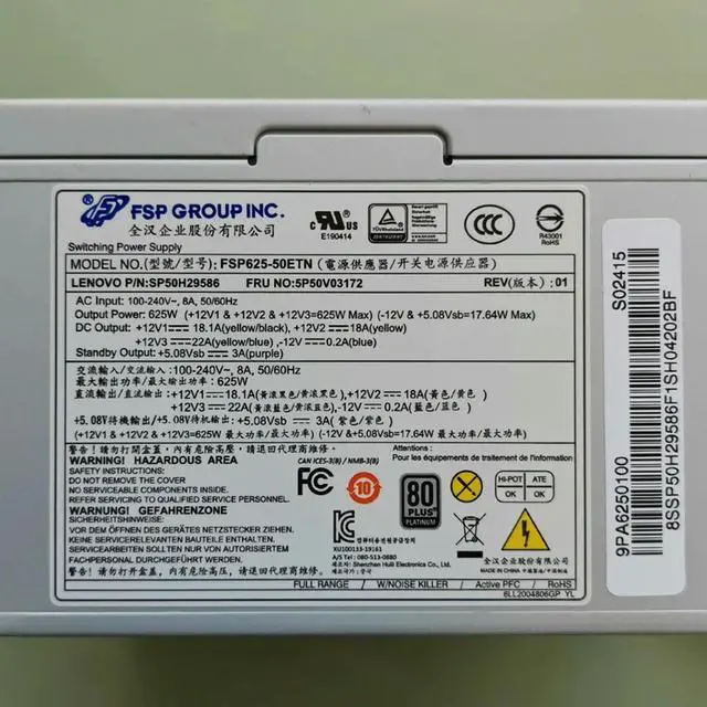 Alt view image 2 of 3 - FSP625-50ETN SP50H29586 5P50V03172 For P520C P300 E32 TS140 TS240 TS440 TS540 14Pin 625W Power Supply
