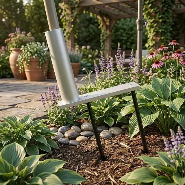 Alt view image 2 of 6 - Sun Umbrella Stand Spiral Type Ground Anchor for Beach Camping and Outdoor Use 32.5cm l Silver Lightweight Design