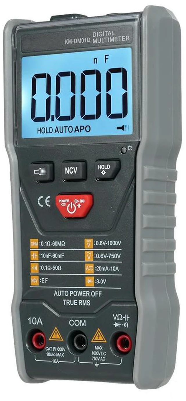 Alt view image 2 of 6 - True RMS Digital Multimeter KM-DM01D 6000 Count Auto-Range Meter with NCV Detection Data Hold Backlight LCD and Tilting Stand
