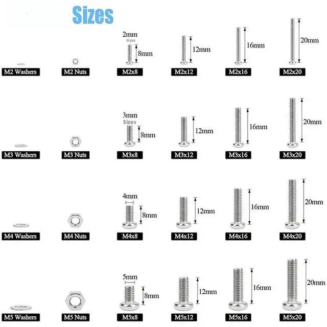 Alt view image 2 of 6 - M2 FOR M3 Hex Bolt Kit Nuts And Washers Included Organized Box Socket Head Design Multiple Metric Sizes