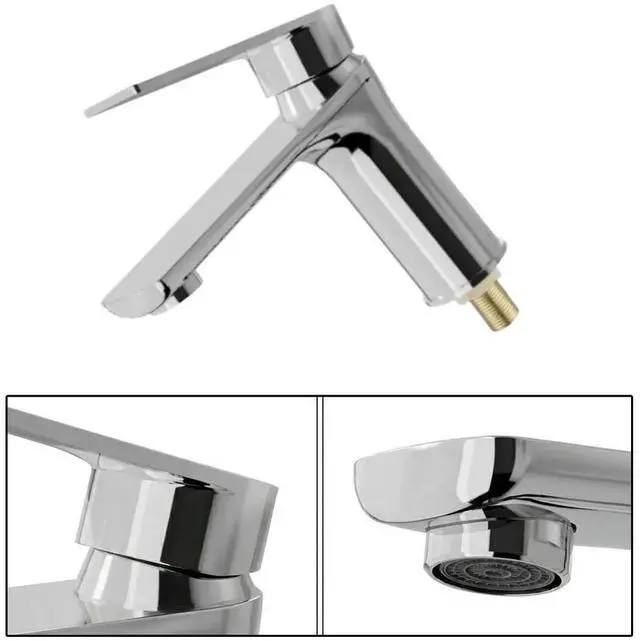 Main image of Stainless Steel Bathroom Basin Mixer Tap with Water Saving Aerator Single Lever Control 16.8x4.5x15 cm llic Luster