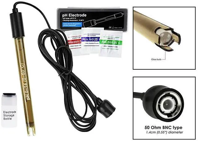 Alt view image 3 of 3 - BNC-Connected pH Electrode Replacement for PH Meters in Hydroponics Water Monitoring and oratory pH Studies