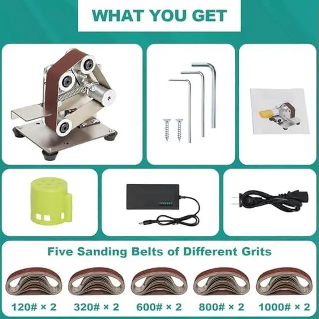 Alt view image 2 of 3 - For Mini Belt Sander with 7 Control for Precision Sanding Stainless Steel Construction Adjustable Angle Workbench and 2 Wrenches