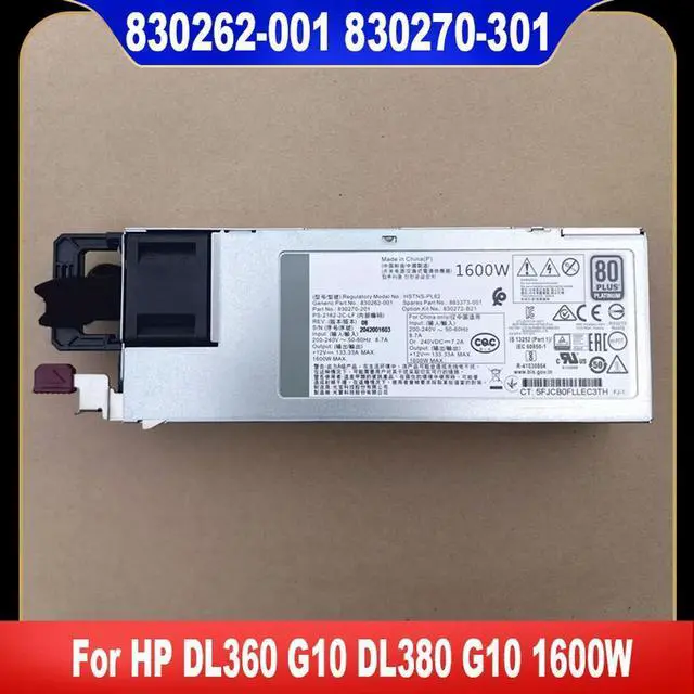 Main image of 830270-301 830262-001 830272-B21 863373-001 For DL360 DL380 G10 1600W Power Supply HSTNS-PR62