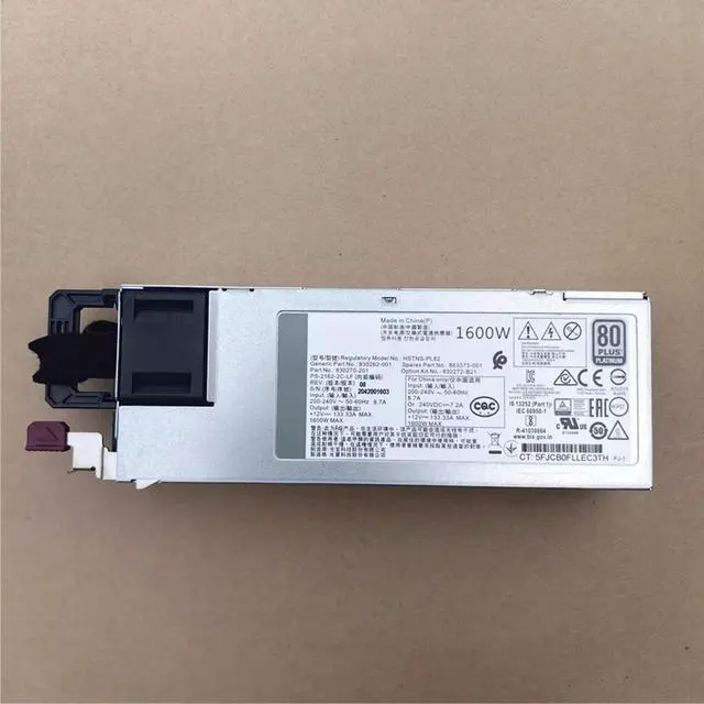 Alt view image 2 of 3 - 830270-301 830262-001 830272-B21 863373-001 For DL360 DL380 G10 1600W Power Supply HSTNS-PR62