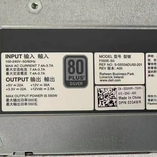 Alt view image 3 of 3 - 096R8Y 02G4WR For R520 T420 550W Power Supply 96R8Y CN-096R8Y 2G4WR CN-02G4WR DH550E-S1 DPS-550PB F550E-S0 Tested