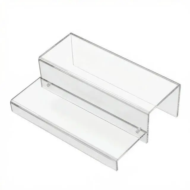 Main image of Acrylic 2 Tier Wine Rack Display Stand for Liquor Bottles Whiskey Perfume Cakes Bar Organizer Transparent Shelf