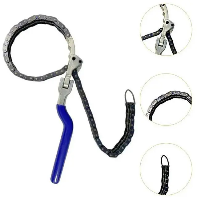 Alt view image 3 of 6 - Chain Filter Wrench with Adjustable Angle Handle and Double Hook Spring Lock for Secure and Efficient Oil Grid Disassembly