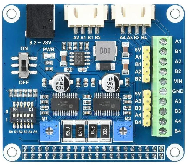 Alt view image 3 of 3 - HRB8825 Stepper Motor HAT For Raspberry Pi, Drives Two Stepper Motors, Up To 1/32 Microstepping