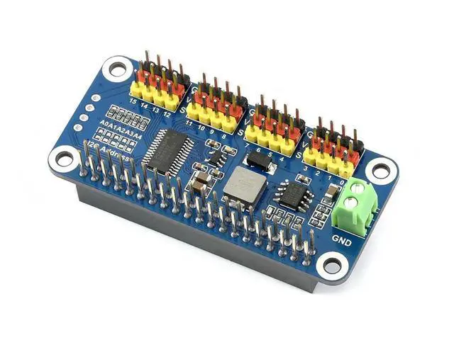 Alt view image 2 of 3 - Servo Driver HAT for Raspberry Pi 16-Channel 12-bit I2C Expand Module PCB Board with Jumper Wires for DIY Projects