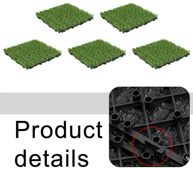 Alt view image 3 of 3 - Artificial Turf Tiles 5pcs with Self Draining and Interlocking Features Plastic Material for Outdoor Garden Use