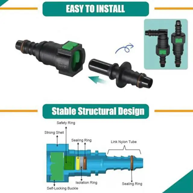 Main image of Fuel Line Repair Kit 30PCS with SAE 7.89mm 9.49mm 9.89mm Quick Connect Fittings for 8mm Inner Diameter Nylon Hose