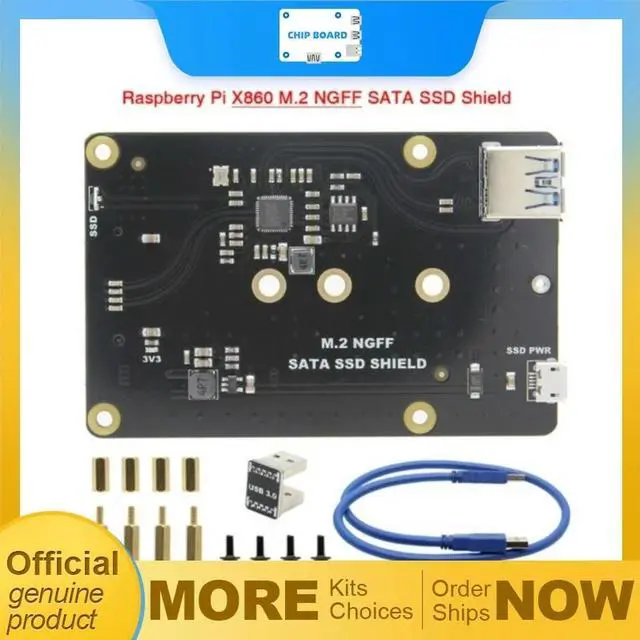 Main image of Raspberry Pi X860 M.2 SATA SSD expansion board supporting multiple NGFF sizes for NAS via USB 3.0 interface