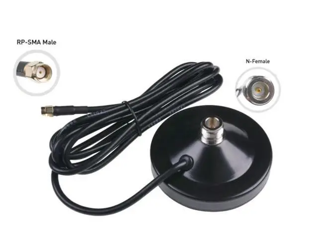Alt view image 2 of 3 - Antenna Magnetic Base; N Female to RP-SMA male - CFD200-Black-2m