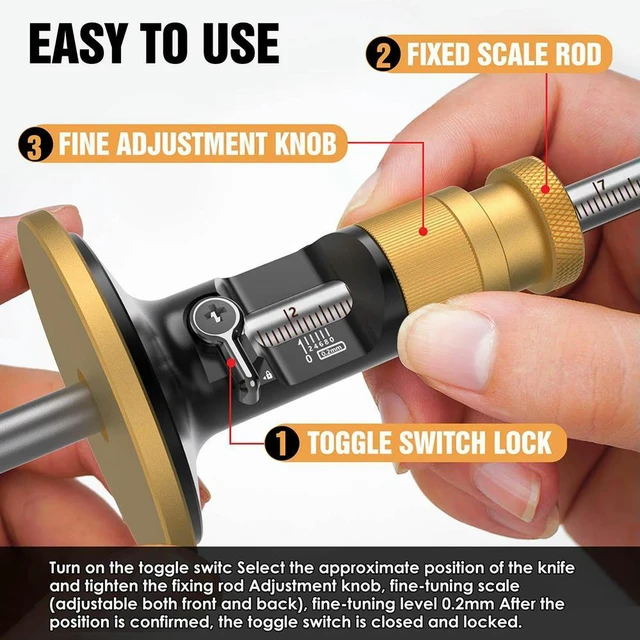 Alt view image 3 of 3 - Woodworking Marking Tool with Rolling Blade and 02mm Fine Adjustment for Accurate Marking on Natural Wood Materials