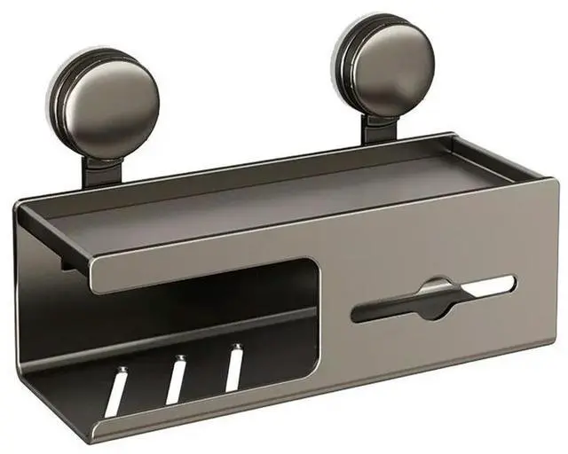 Main image of Compact Suction Cup Box for Bathroom Walls Designed to Maximize Vertical Space While Holding Paper Towels and Essentials