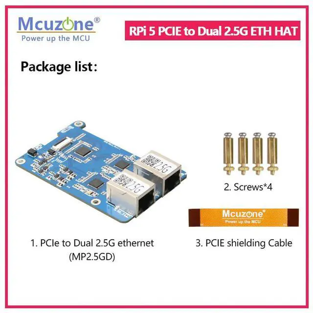 Main image of Raspberry Pi 5 PCIe to dual 2.5G Ethernet HAT using RTL8125 chipset supporting Raspberry Pi OS and Ubuntu systems