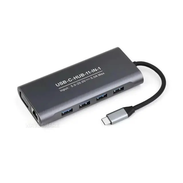 Alt view image 2 of 3 - USB-C 11-in-1 Hub, RJ45 100Mbps Ethernet Port, 4K High Definition HDMI Port, SD/TF Dual Card Slots, 100W PD Input