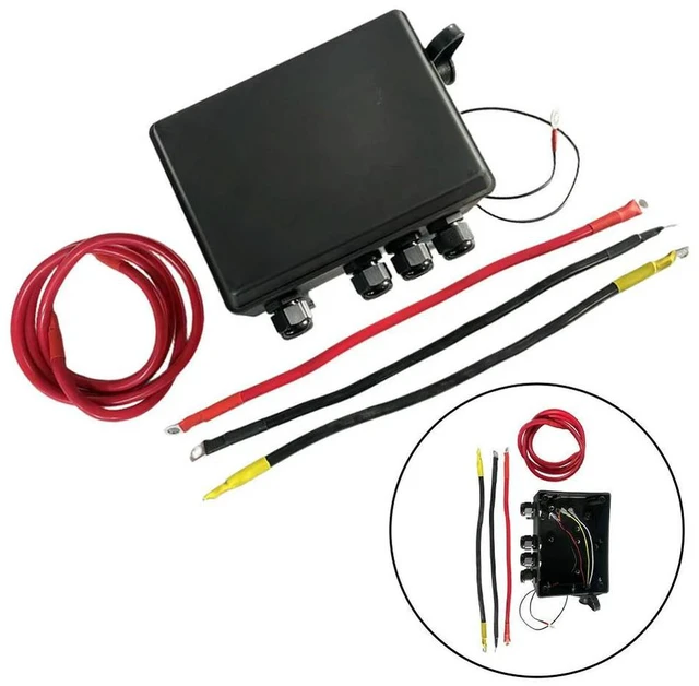 Alt view image 2 of 3 - Pre-Wired Winch Solenoid Control Box for 6000-20000 lbs UTV Truck and Trailer 12V 24V M6 Bolt Relay Compatible