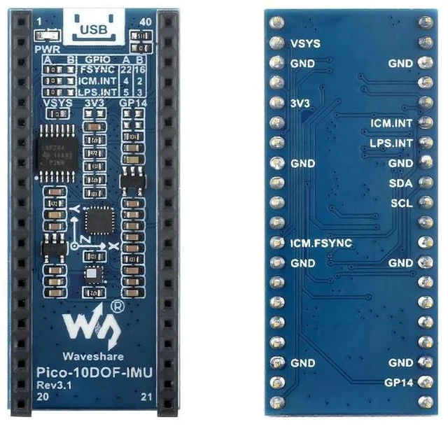 Alt view image 3 of 3 - 10-DOF IMU Sensor Module for Raspberry Pi Pico, onboard ICM20948 and LPS22HB chip