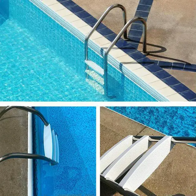 Main image of Swimming Pool Ladder Step Kit 3pcs White ABS Steps for 1.9 inch Round Ladder Rails Easy Install No Tools Needed