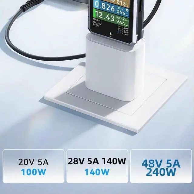Main image of 240W USB C Power Analyzer Tester with PC HID Connection for Data Logging Real Time Graphs and ExReports