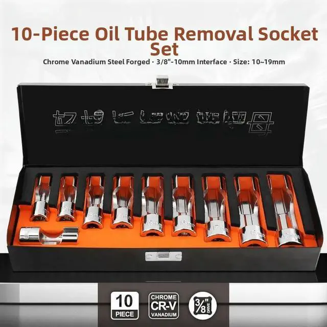 Alt view image 2 of 6 - 10PCS 3/8 Inch Slotted Oxygen Sensor Socket Wrench Kit for Automotive Use 10mm 11mm 12mm 13mm 14mm 15mm 16mm 17mm 18mm 19mm
