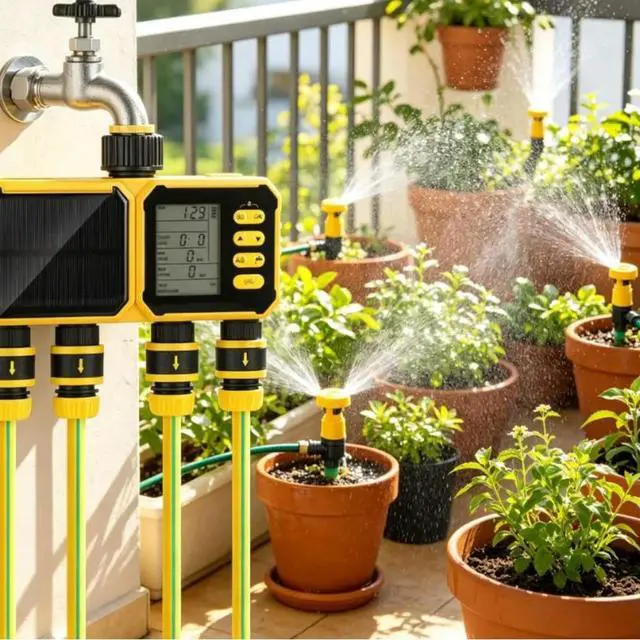 Alt view image 3 of 3 - For Garden Irrigation Systems Lcd Irrigation Controller Solar Watering Timer For Rainy Weather Protection Ipx5 Waterproof Rating