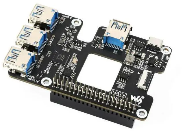 Alt view image 2 of 4 - PCIe To USB 3.2 Gen1 HAT for Raspberry Pi 5,PCIe to USB HUB,4x High Speed USB Ports, driver-free,plug and play,HAT + Standard