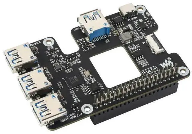 Main image of PCIe To USB 3.2 Gen1 HAT for Raspberry Pi 5,PCIe to USB HUB,4x High Speed USB Ports, driver-free,plug and play,HAT + Standard