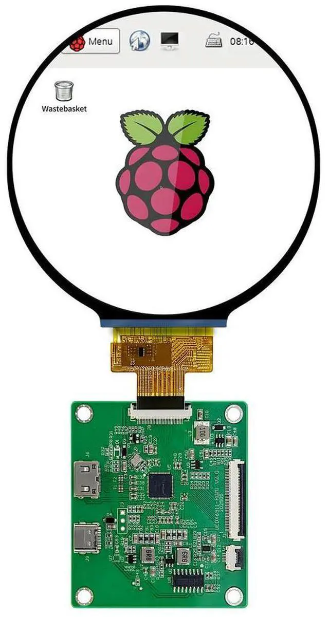 Main image of VIEWE Four Inch Circular TFT LCD Panel, 720 by 720 Pixels, MIPI DSI Screen with HDMI Driver Board