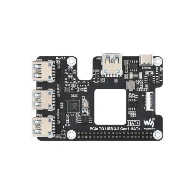 Alt view image 3 of 4 - PCIe To USB 3.2 Gen1 HAT for Raspberry Pi 5,PCIe to USB HUB,4x High Speed USB Ports, driver-free,plug and play,HAT + Standard