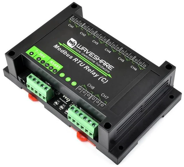 Main image of Modbus RTU 8-ch Latching Relay Module (C) with RS485 Interface, Multi Isolation Protection Circuits, Rail-mounted Case