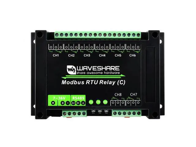 Alt view image 3 of 3 - Modbus RTU 8-ch Latching Relay Module (C) with RS485 Interface, Multi Isolation Protection Circuits, Rail-mounted Case