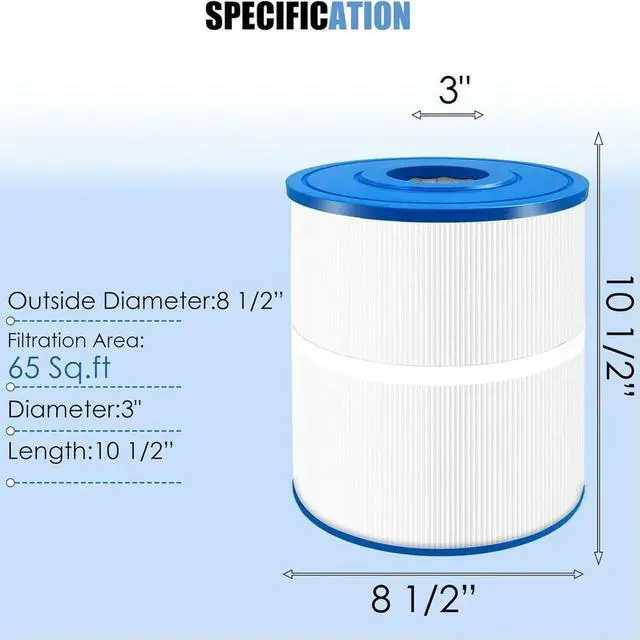 Main image of For Water Relaxation System Filter PWK65 Replacement Cartridge Compatible with Spa and Swimming Pool Filtration Installations