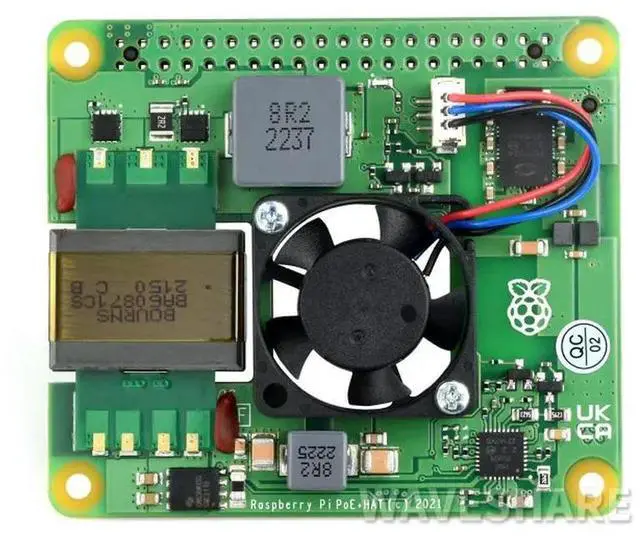 Alt view image 3 of 3 - Raspberry Pi PoE+ HAT for Raspberry Pi 3B+/4B, 802.3af/at-compliant