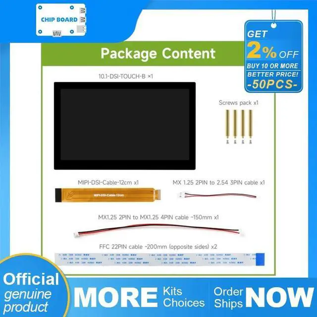 Main image of Raspberry Pi 10.1" DSI Touchscreen: 720x1280 IPS, 10-Point Capacitive with Durable Tempered Glass