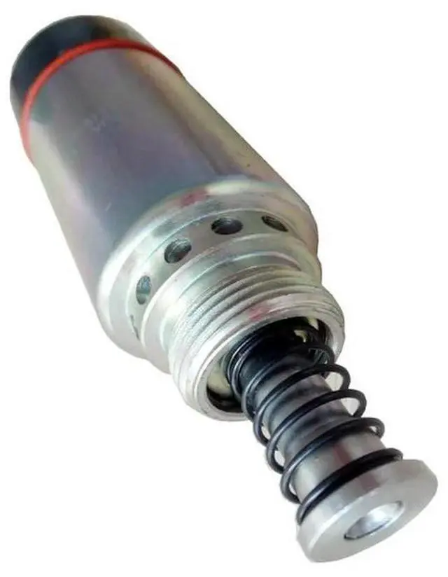 Alt view image 2 of 3 - 24V Stall Solenoid Valve for Diesel Engine Stop Applications Model Number 125 5772 9458 Threaded Mount Silver Gray