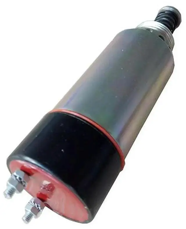 Main image of 24V Stall Solenoid Valve for Diesel Engine Stop Applications Model Number 125 5772 9458 Threaded Mount Silver Gray